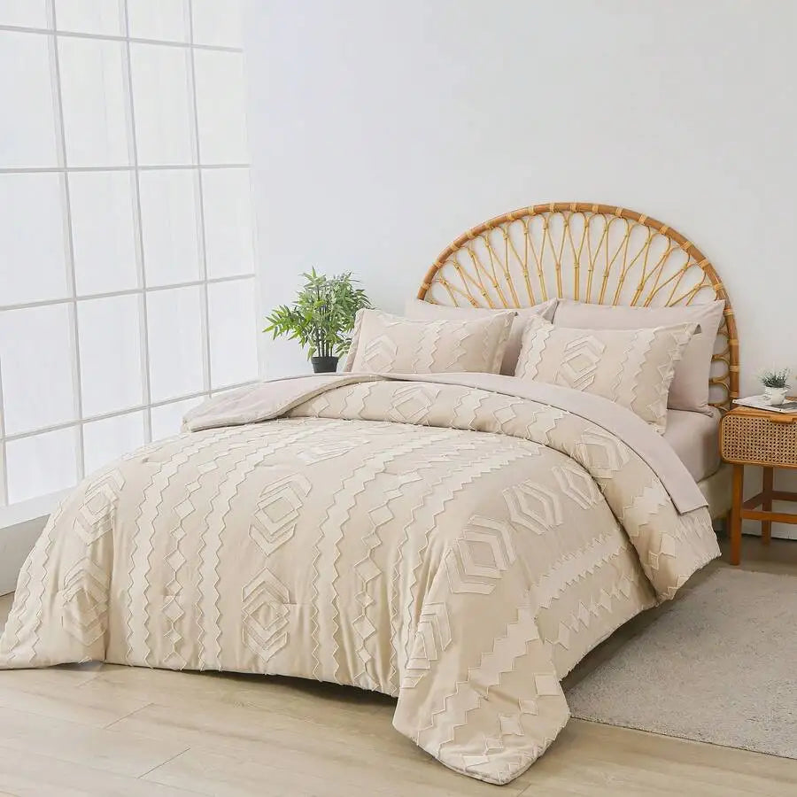 7-Piece Cozy Cut Flower Comforter Sets Queen - Soft Microfiber, Lightweight, Breathable - Twin/Full/Queen/King Summer Bedding Se