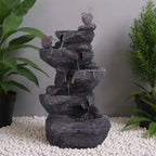 27 Inch 5-Tier Outdoor Water Fountain with Lights Outdoor Garden Waterfall Decor for Patio Garden Backyard Porch Home Art Docor