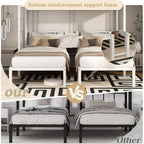 Sturdy Triple Bunk Bed - 3 Twin Beds with Railings & Ladder, Metal Frame, Suitable for Teens & Adults, White