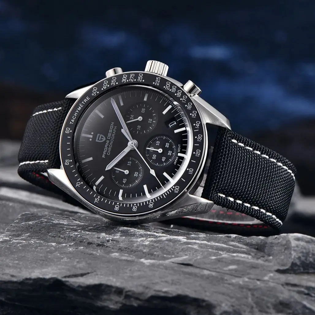 PAGANI DESIGN 1701 Moon Watches 2026 New Woven Strap Luxury Quartz Watch For Men Speed Chronograph AR Sapphire Mirror Wristwatch