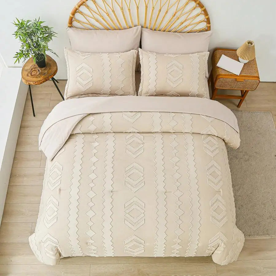 7-Piece Cozy Cut Flower Comforter Sets Queen - Soft Microfiber, Lightweight, Breathable - Twin/Full/Queen/King Summer Bedding Se