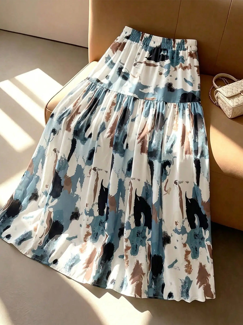 GlowEve Women's Summer Multi-Color Print Elastic Waist Patchwork Flared Long Skirt, EleBack To School, Teacher, Formal Occasions, Gifts, Dates, Street Photography, Summer Clothing, Summer Skirt, Summer Fashion Item, Niche Des