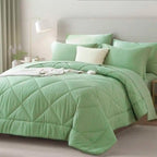 5/7 Piece Solid Color Bed Comforter Set Queen, Creative Geometric Pattern Design, Soft And Comfortable Summer Bedding Set