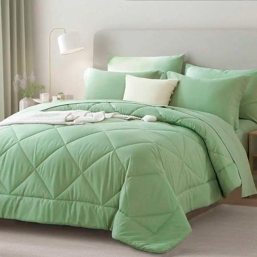 5/7 Piece Solid Color Bed Comforter Set Queen, Creative Geometric Pattern Design, Soft And Comfortable Summer Bedding Set