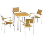 5Pc Outdoor Table and Chairs, Aluminum Patio Dining Set for 4 W/ Hdpe Materials Dinner Table with Umbrella Hole Yellow