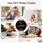 Smart Watch for Women: Activity Tracker, 40mm, Call & Fitness Features, 2 Bands, Pink