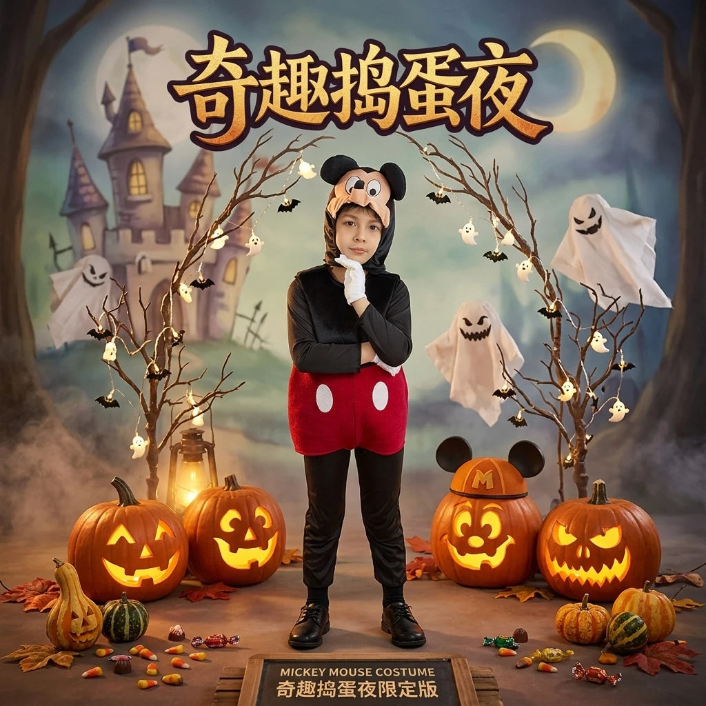 Halloween Costume Adult Family Mouse Cartoon Animal One Piece Romper Jumpsuit Set Party Outfit Plush Fleece