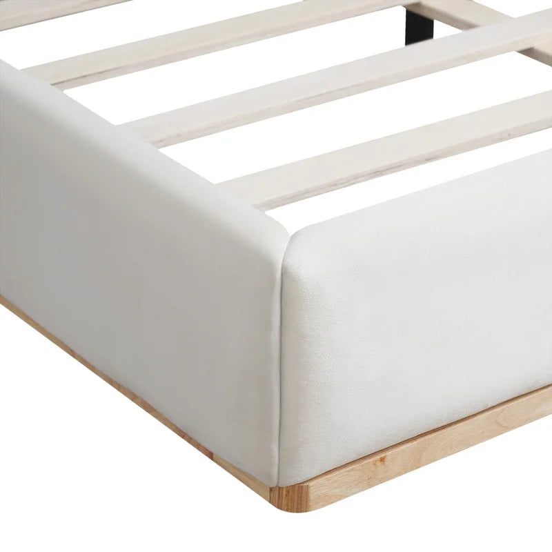 Elegant White Upholstered King Bed with Solid Wood Frame for Ultimate Comfort