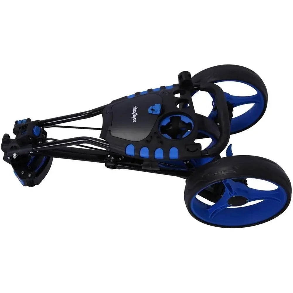 Collapsible Lightweight 3-Wheel Cart with Push/Pull Function, Foot Brake, Umbrella and Drink Holders