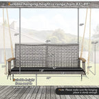 Outdoor 2-Person Porch Swing with Cushion and Ropes, Durable PE Rattan, Up to 800 lbs, Ideal for Patio, Garden (Black)
