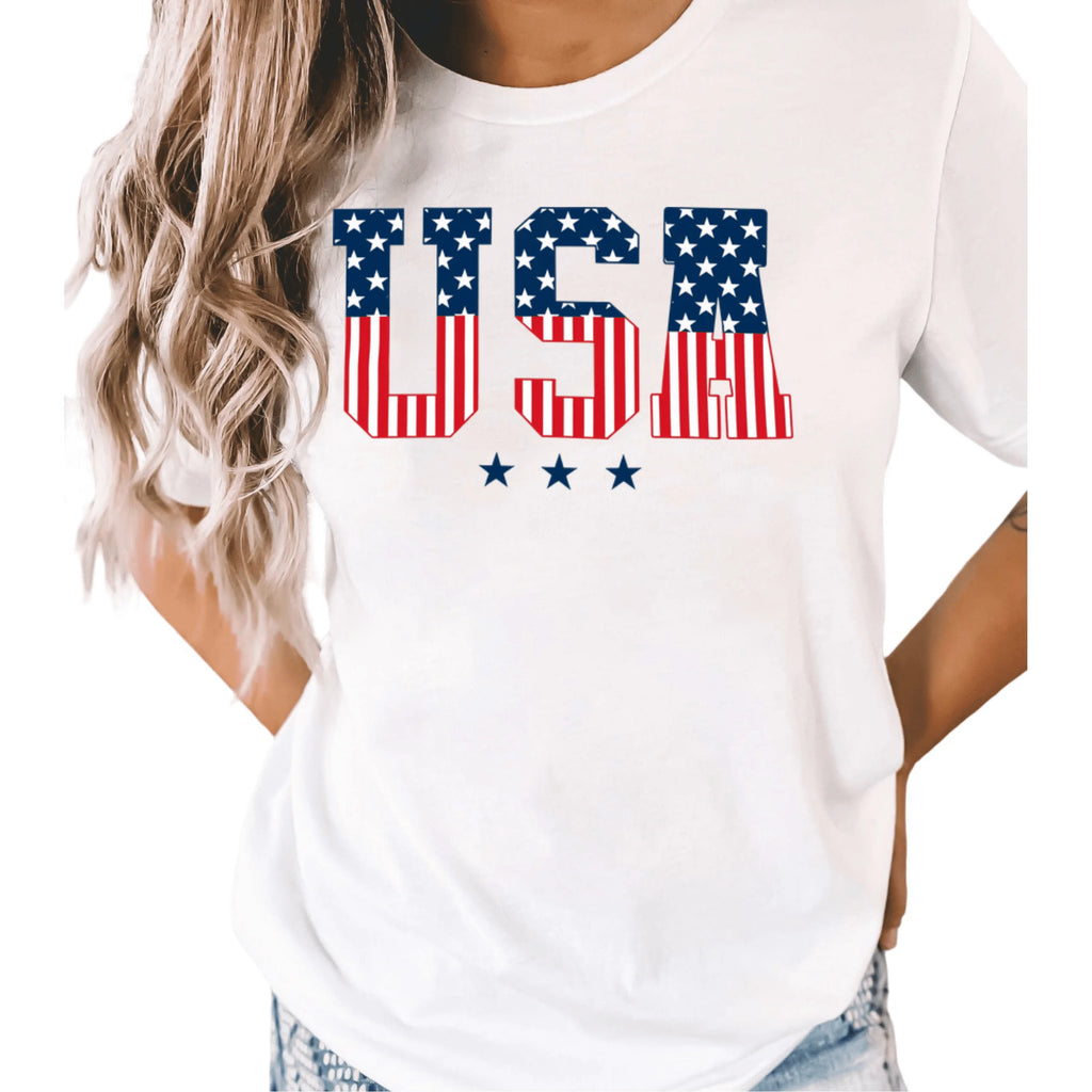 Women's Patriotic 250th Anniversary USA Print Short Sleeve T-Shirt White S-5XL Fashion Oversized Top