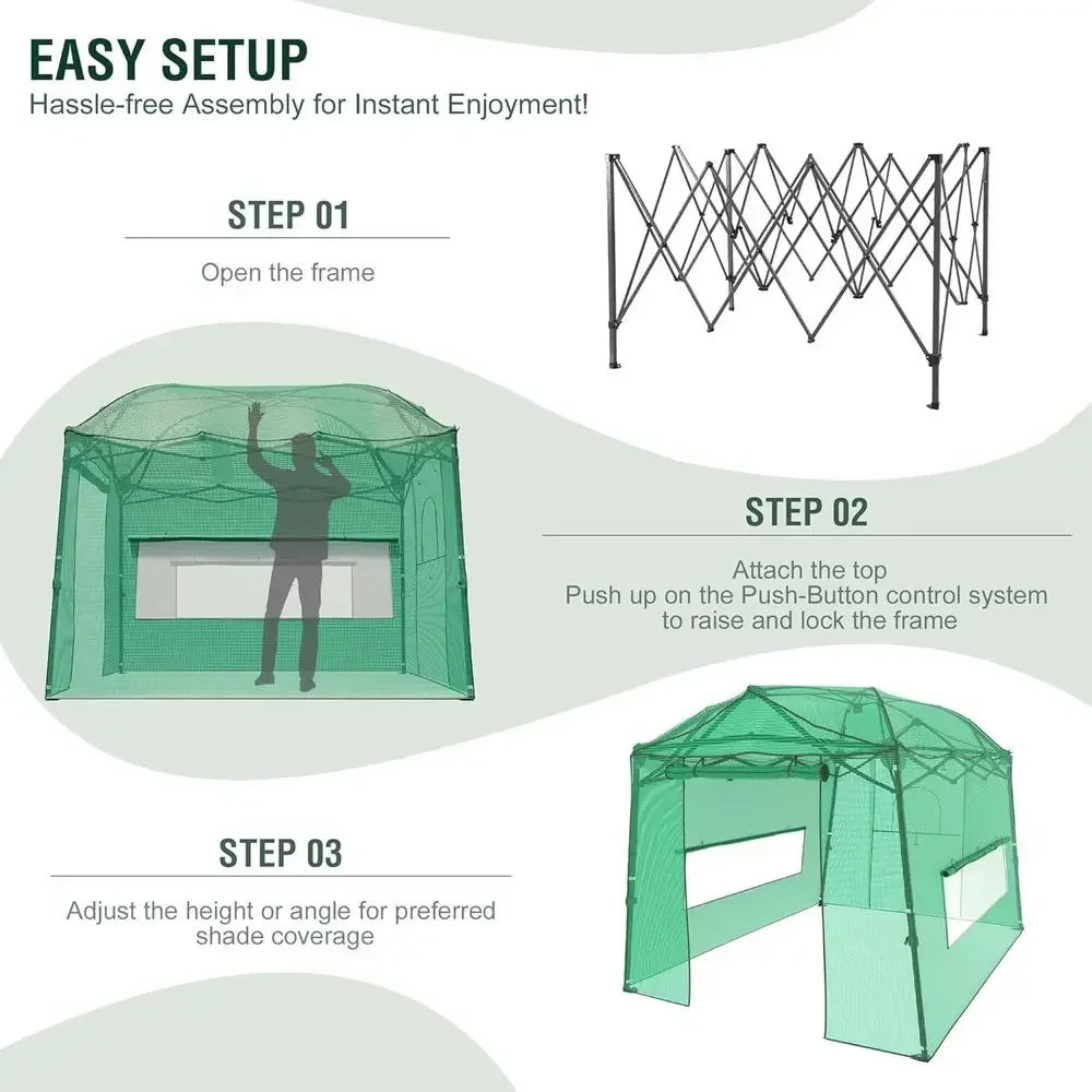 Portable Walk-in Greenhouse, Outdoor/Indoor Gardening, Zippered Door, Ventilation Windows, Heavy-Duty and Durable PE Cover
