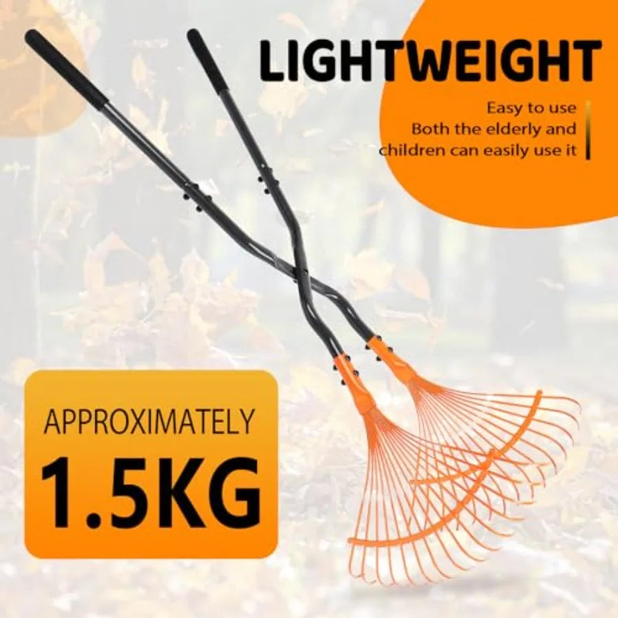 Leaf Grabber Rake with Long Handle, Metal Leaves Rakes, Lightweight Leaf and Grass Picker Upper, Leaf Collector for Lawn and Ya