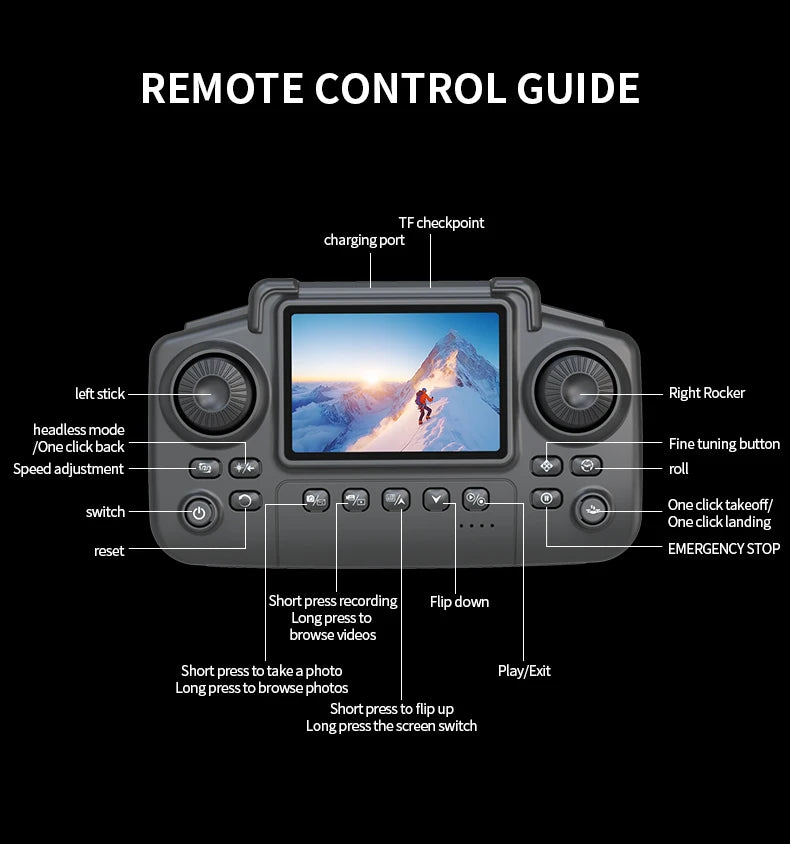 E88 Pro MAX Drone Offers Optional Screen Remote Control / Regular Remote Control / 3PS Battery, Dual Cameras, Two Batteries, Brushless Motor, Obstacle Avoidance Function, Foldable Quadcopter. LED Lights. Ideal Gift. Suitable