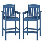 Farini Set of 2 Tall Adirondack Chairs, HDPE Bar Stools with Connecting Tray, All-Weather Patio Chair, Bar Height for Balcony