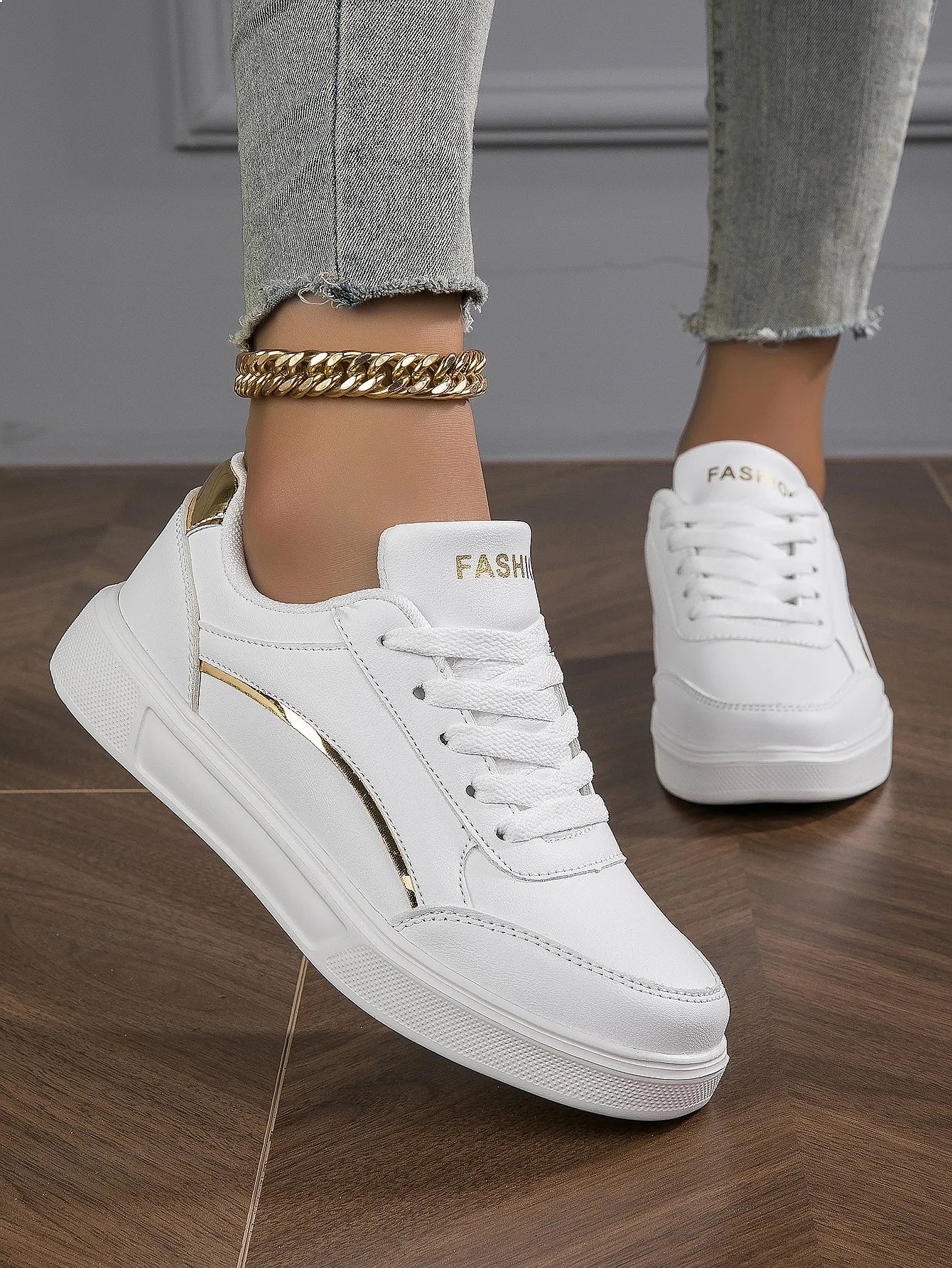 Baasploa Women Casual Sneakers Leather Platform Sneakers Classics Comfort Non-Slip Skateboarding Shoes
