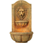 29.5 Tall Large Tiered Outdoor/Indoor Stone Wall Fountain with LED Light and Water Feature for Garden, Patio, Yard