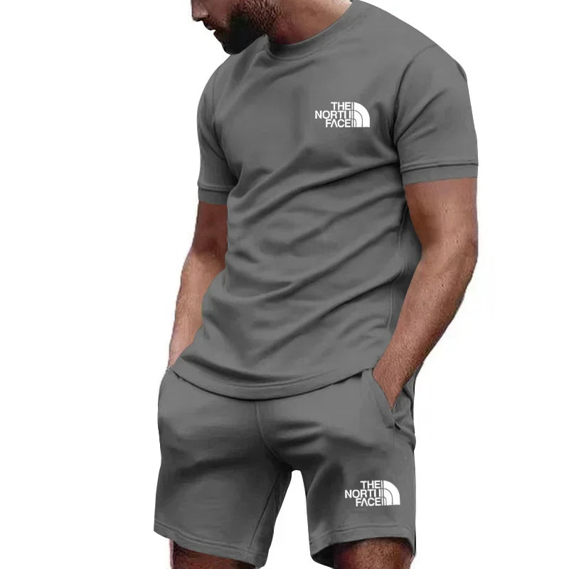 Hot Selling Men's Athletic Outfit Breathable Short Sleeve Tee & Sweatpants Set Casual Sports Suit for Workout Daily Wear