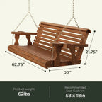 Amish-Crafted 700-Pound Capacity Wooden 5-Foot Rollback Porch Swing with Hanging Chains