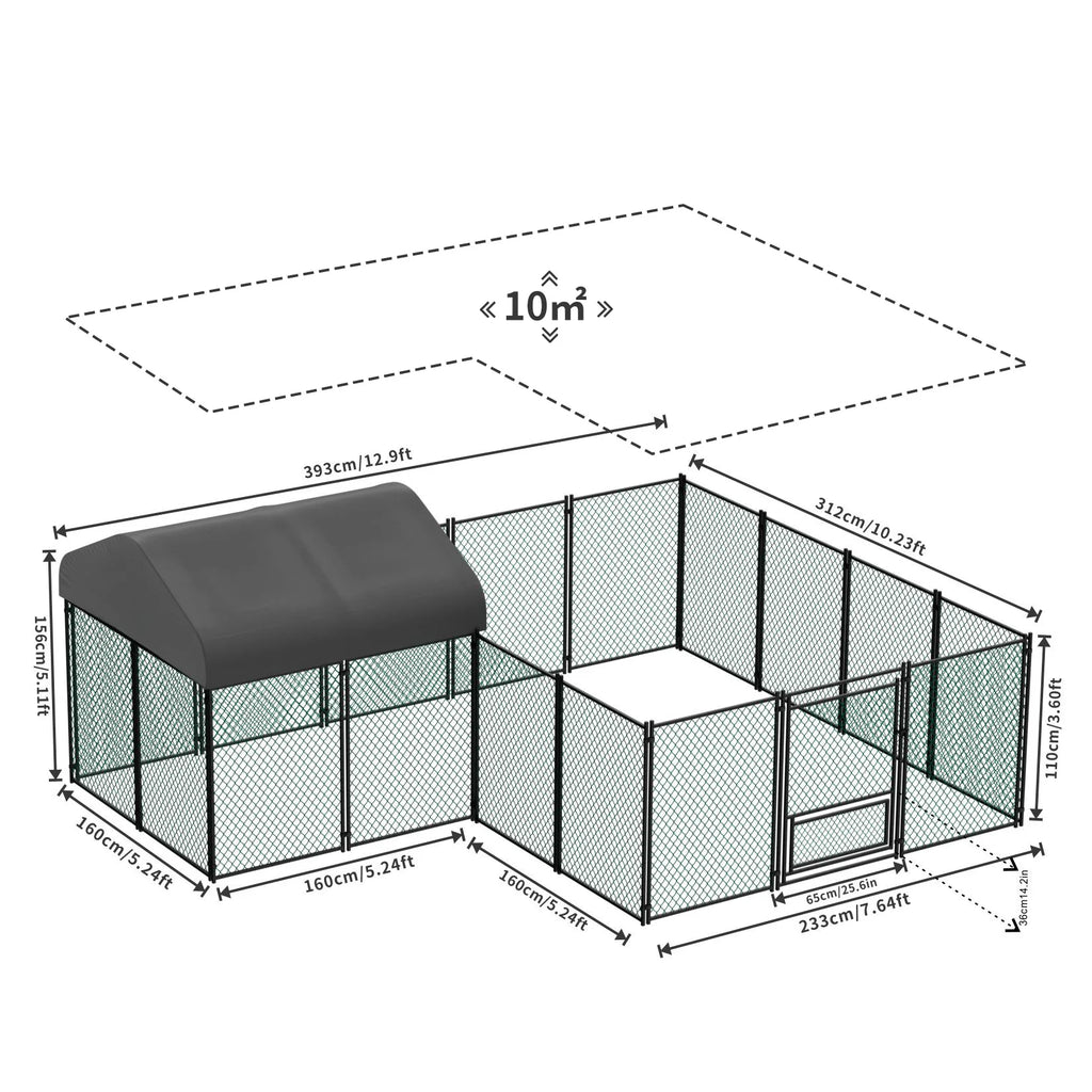 Large Metal Chicken Coop Cage Chicken Run with Waterprrof Cover Walk-in Cage Kennels Poultry House for Outdoor Hens Ducks Gooses