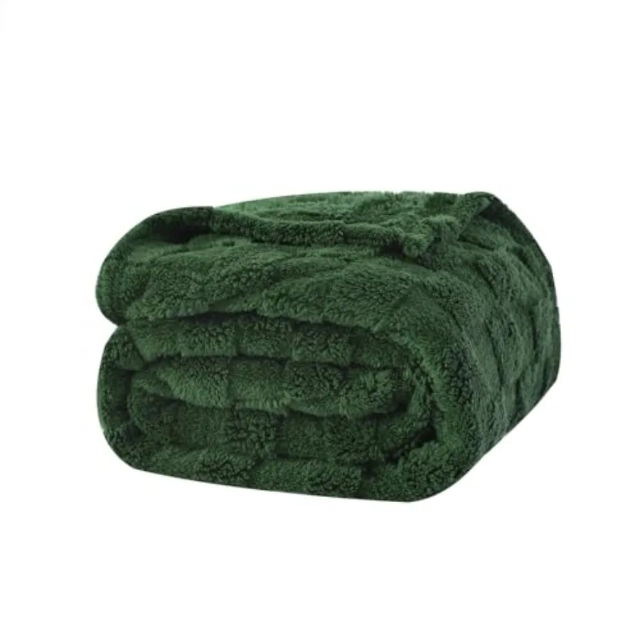 Fleece Throw Blanket 50"×60" for Couch Sofa Bed, Super Soft Cozy Plush Microfiber Flannel Blanket with 3D Checke Design Lightwe