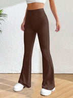 Solva Solid Flare Leg Pants Fall Cloth For Women  Women's High-Waisted Flared Pants, Elastic Waist, Cinching Hip-Lifting, Casual Yoga Pan for All-Season Exercise and Outdoor Wear