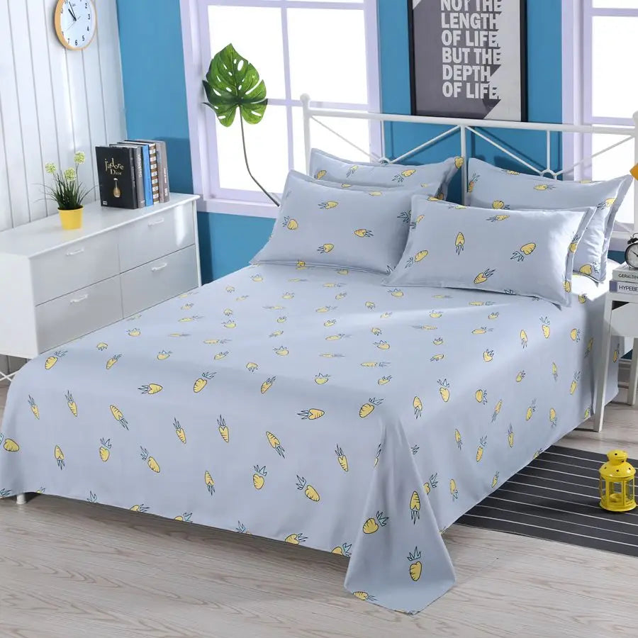 3pcs/Set Home Textile Bed Sheet Set with Pillowcases Cotton Material Lovers Room Bedding Room Flat Sheet