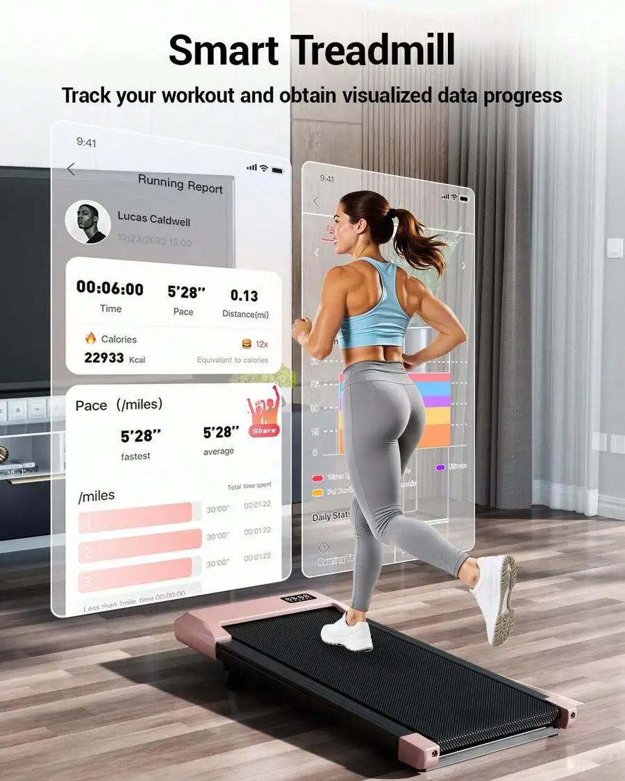 Foldable 6% Slope Under Desk Treadmills 2.5 HP Quiet Walking Pad Portable Remote Control LED Display 300LBS Exercise Walkingpad