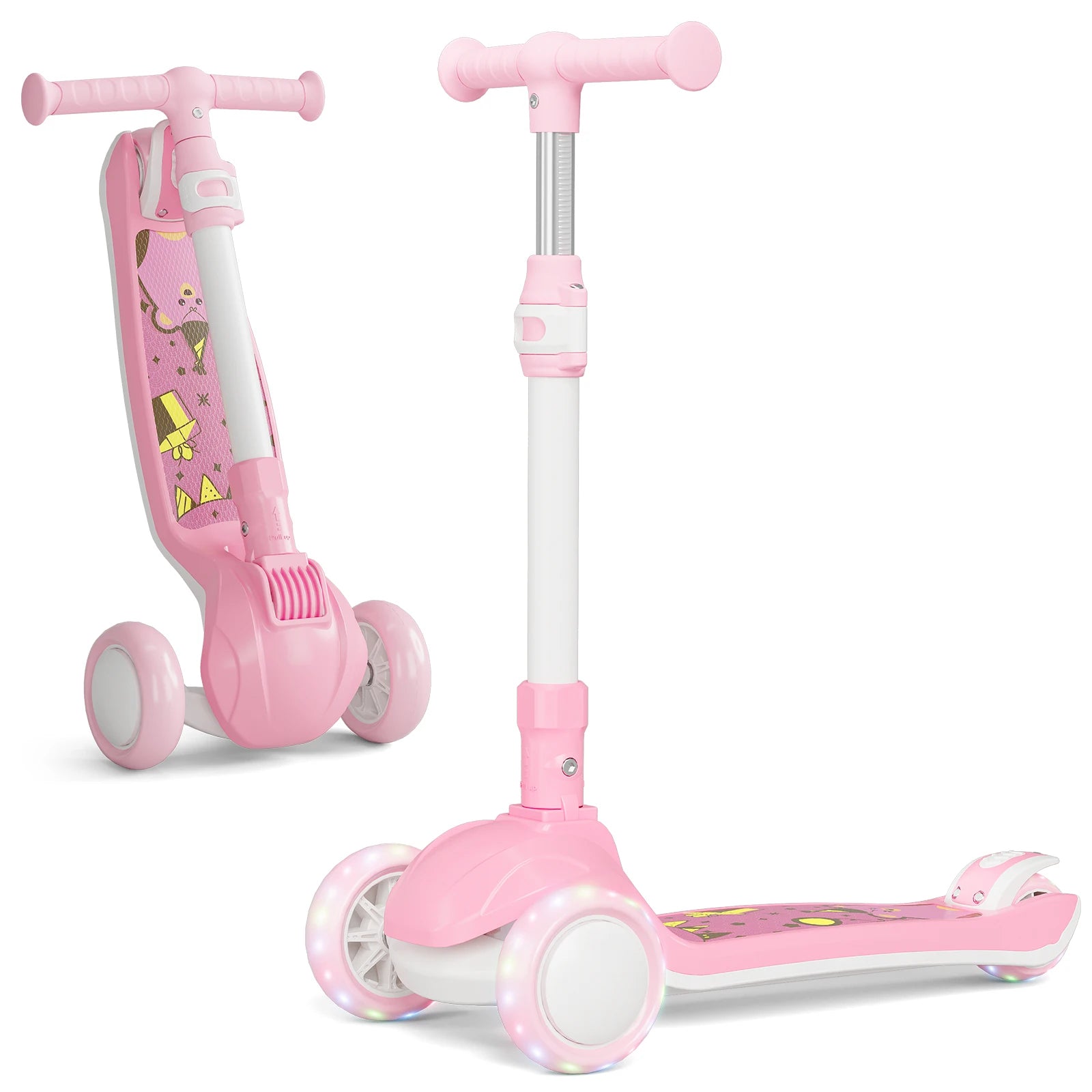SIMATE 3-Wheel Kids Kick Scooter Ages 3-12, LED Light Wheels, 3 Adjustable Heights, Wide Anti-Slip Deck, Max Load 110 Lbs