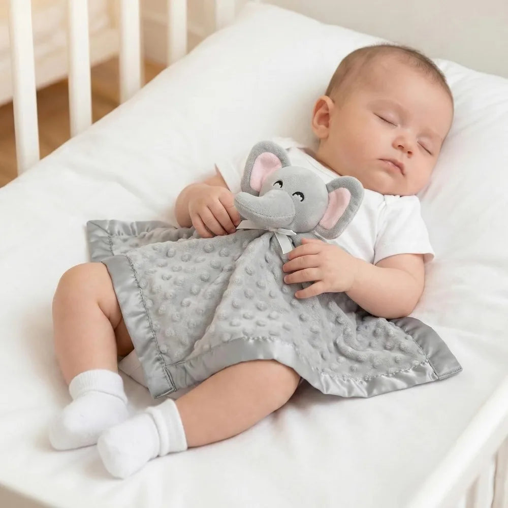 Elephant Security Blanket, Soft Lovey Unisex Lovie Baby Gifts for Boys and Girls Snuggle Toy Stuffed Animal Newborn Essentials and Items Grey 16 Inch