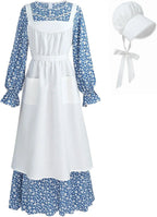 Pioneer Dress Women Prairie Dress with Bonnet Adult Long Colonial Costume