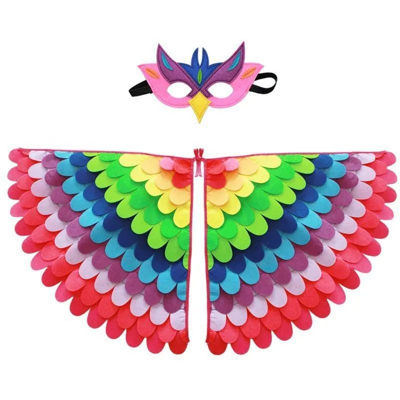 Cute Owl Wings Costume Animal Peacock Pattern Felt Cloak With Matching Mask Performance Props Halloween Carnival Cosplay Cape halloween costumes for women my hero academia superman costume adults haikyuu cosplay
