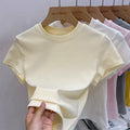 Zjaiss 2026 O-Neck Summer Sexy Basic Solid Short Sleeve T-Shirt Women Casual Korean Streetwear Tee