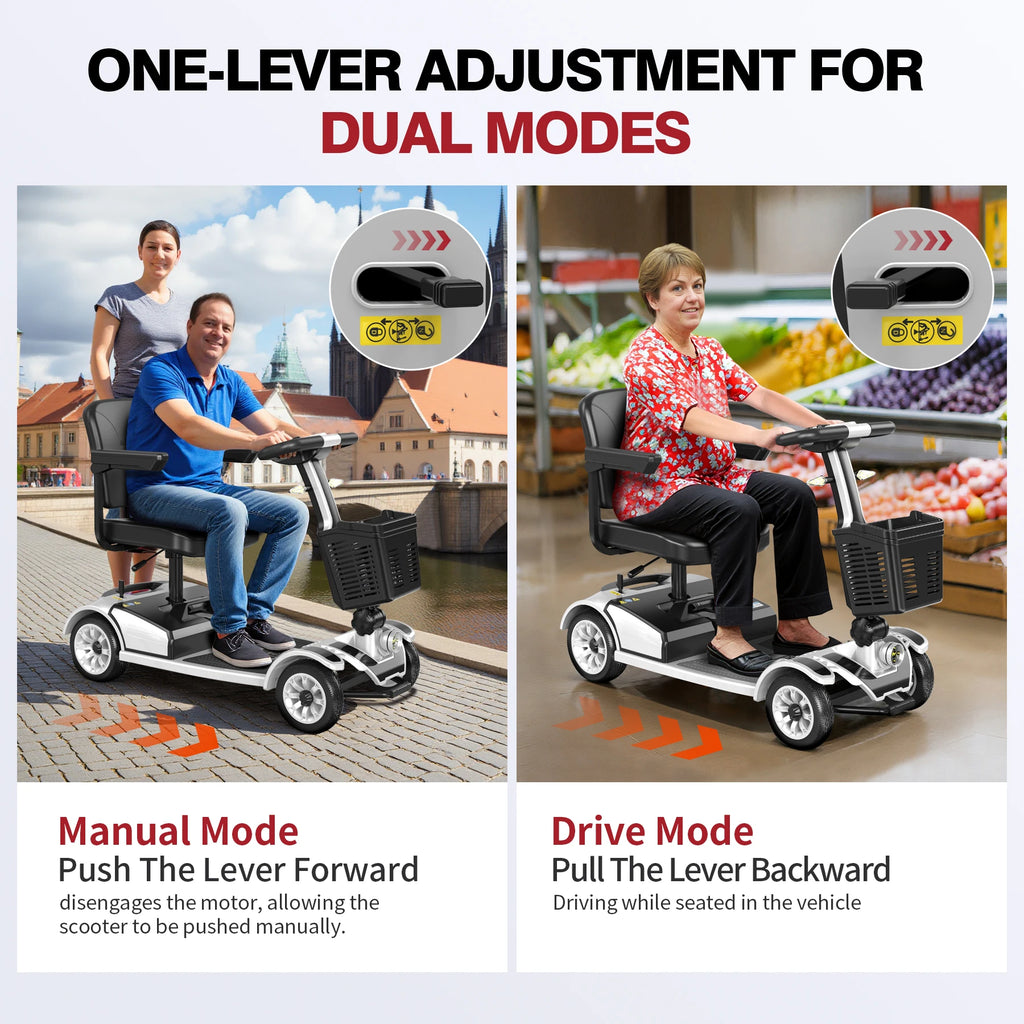 UNIFICARE S-01 Silver 4-Wheel Mobility Scooter 20AH Foldable Design with Carbon Steel Frame & Electromagnetic Brake