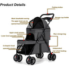 Double Dog Stroller or Medium Small Dogs and Cats Load-Bearing Up to 50lbs, Durable 360° Unil Wheels Lightweight One Hand oldale