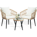 3 Piece Patio Bistro Set, Outdoor Wicker Balcony urniture Sets | Rattan Table and Chairs Set o 2 or Porch Backyard Lawn Poolside