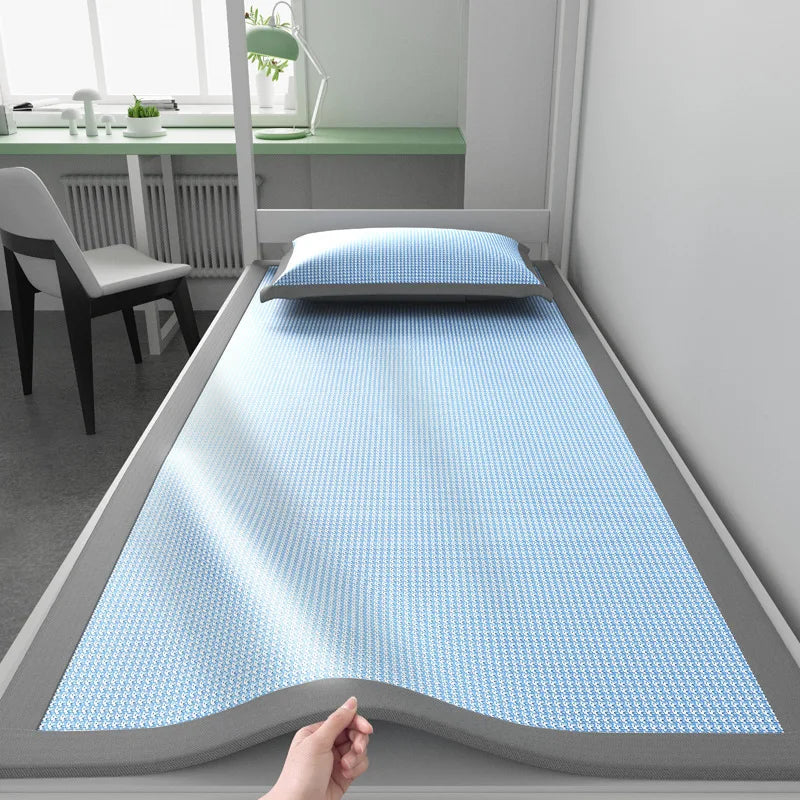 Summer Ice Silk Cooling Pad Breathable Jacquard Mattress Cover with Nonwoven Surface for College Student Dorm Bedroom Cool Sleep