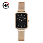Hannah Martin Women Watch 34mm Simple Design Square Dial Lightweight Japanese Quartz Movement Rose Gold Stainless Steel Mesh Strap Classic Watch US Local Fast Shipping Surprise Gift Watch