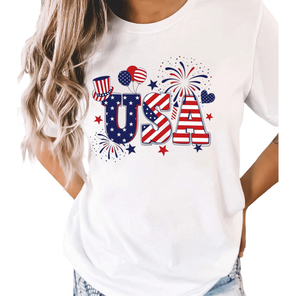 Women's Patriotic 250th Anniversary USA Print Short Sleeve T-Shirt White S-5XL Fashion Oversized Top