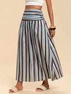 Travachic Women's Ruched Striped Casual Vacation Midi Skirt