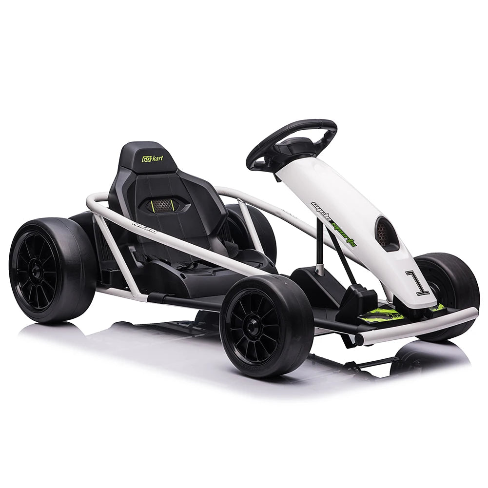 24V Electric Go Kart Drift Car for Kids 8-12, Ride On Racing Toy with Dual 300W Motors/8 MPH High Speed/Music, Outdoor Fun Gift
