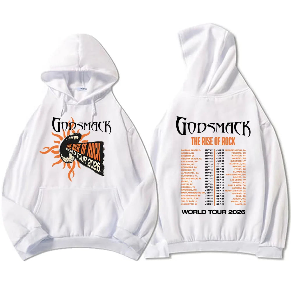 GODSMACK The Rise of Rock Tour 2026 Hoodies Loose Casual Men Women Pullovers Graphic Merch Fleece Long Sleeve Hooded Sweatshirts