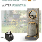 Illuminated Outdoor Mountain Fountain, 39.7 Tall, for Garden and Home Decor