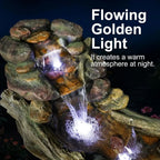 Multi-Tier Outdoor Water Fountain with LED Lights, Suitable for Patio, Garden, and Backyard Décor