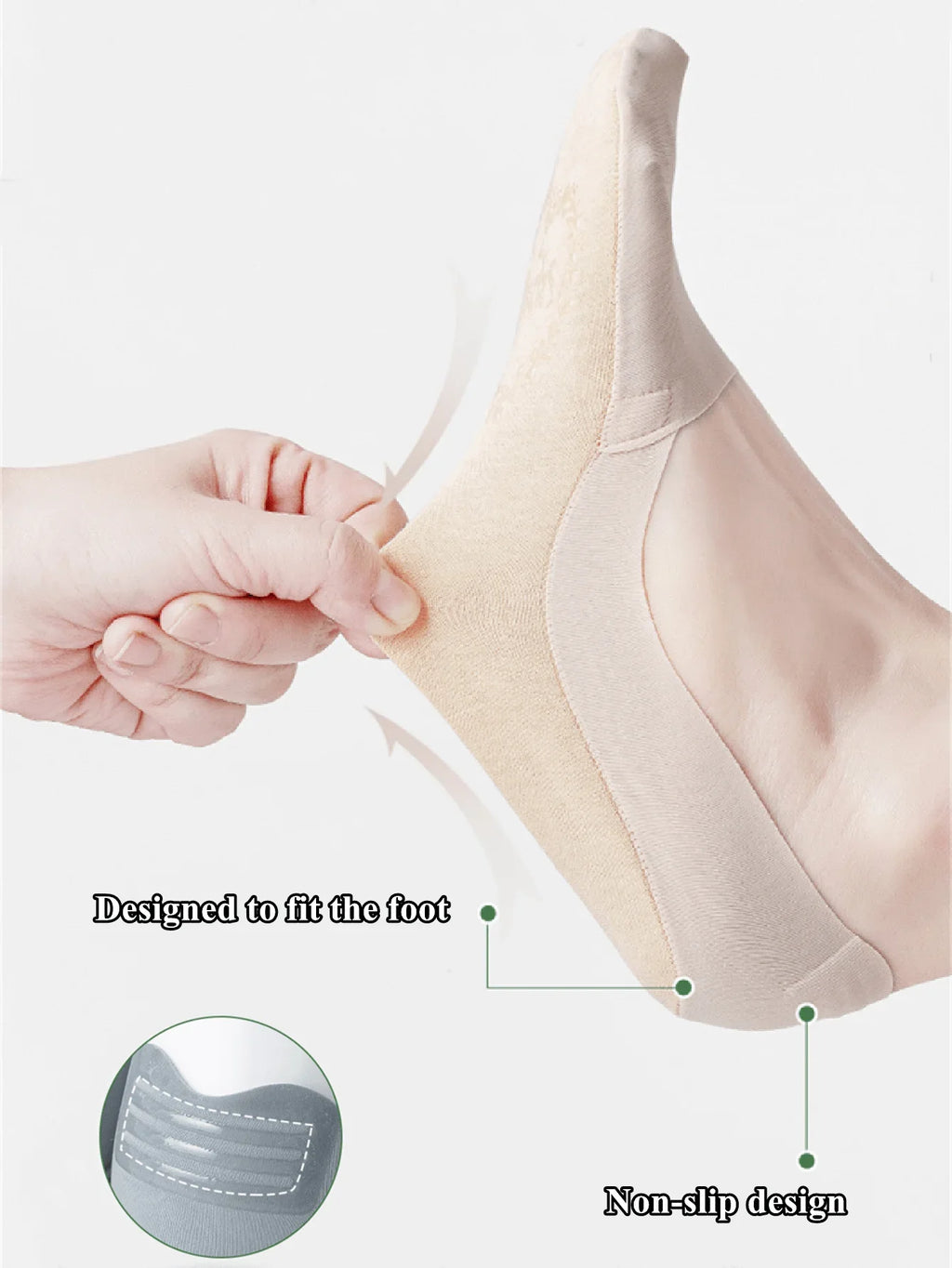 5 Pairs Women Breathable Thin Invisible Non-Slip Sweat Absorbent Boat Socks Summer