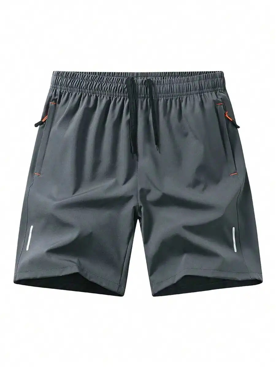 3 Pcs Mens Summer Drawstring Sports Shorts With Zipper Pockets Breathable Quick Dry For Running Hiking