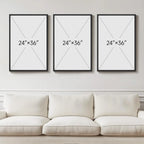 Set of 3 Framed Black Beige Neutral Abstract Canvas Wall Art Prints 24 X 36 Inch, Simple Tone Wall Decor for Living Room Hallway Stair Office Indoor Home Display