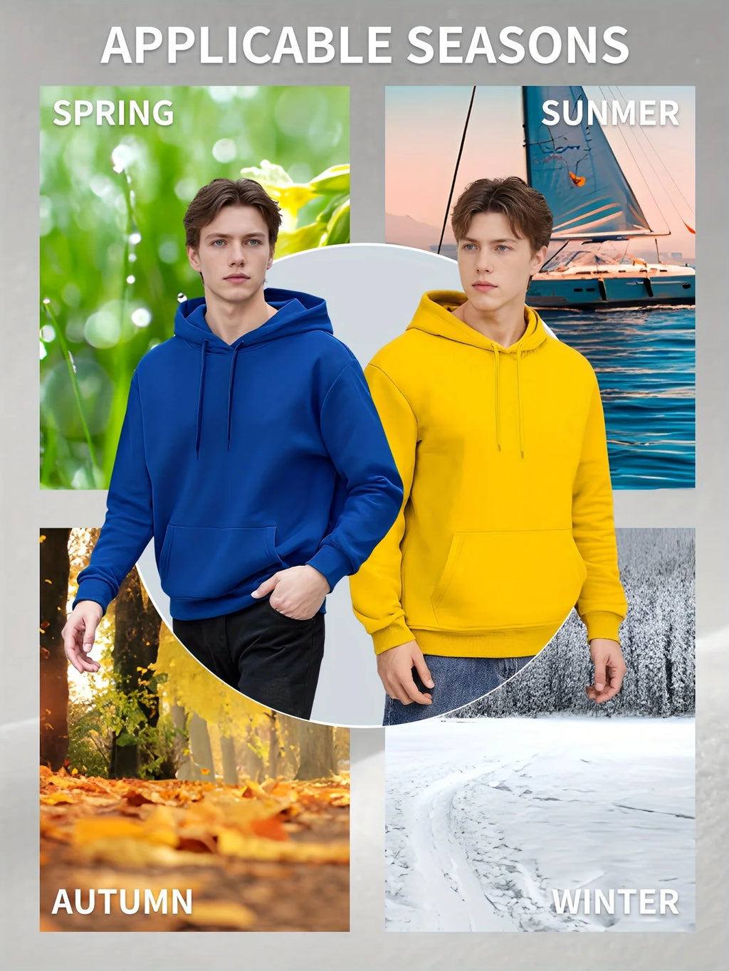 4 men's hoodies with multiple colors to choose from, soft and comfortable men's tops, casual and fashionable men's clothing