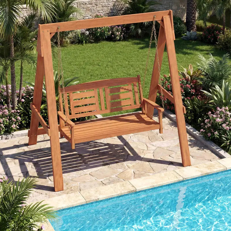 2-Seater Porch Swing with Stand Adjustable Chains