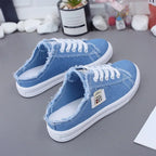 2024 Spring Summer Women Canvas Sneakers Low Top Lace Up Denim Flat Shoes Female Casual Board Shoes